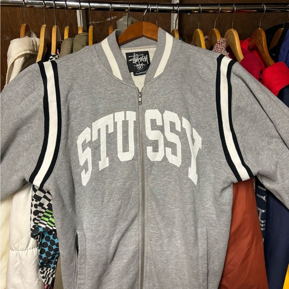 Stussy Gray Varsity Jacket - Picture 1 of 5